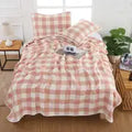 Cotton Plaid Bed Blanket - 5 Layers, Soft & Lightweight