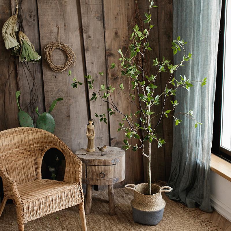 Artificial Minimalist Tree, Green Leaf Faux Tree In Pot