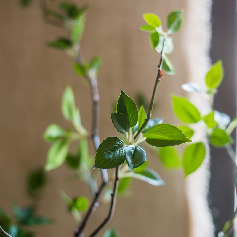 Artificial Minimalist Tree, Green Leaf Faux Tree In Pot