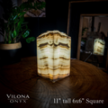 Ashen Glow Onyx Lamp (Small Square Table Lamp #7)