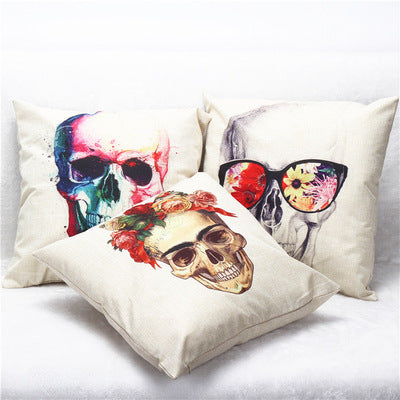 Cool Colorful Skull Throw Pillow Cover for Sofa