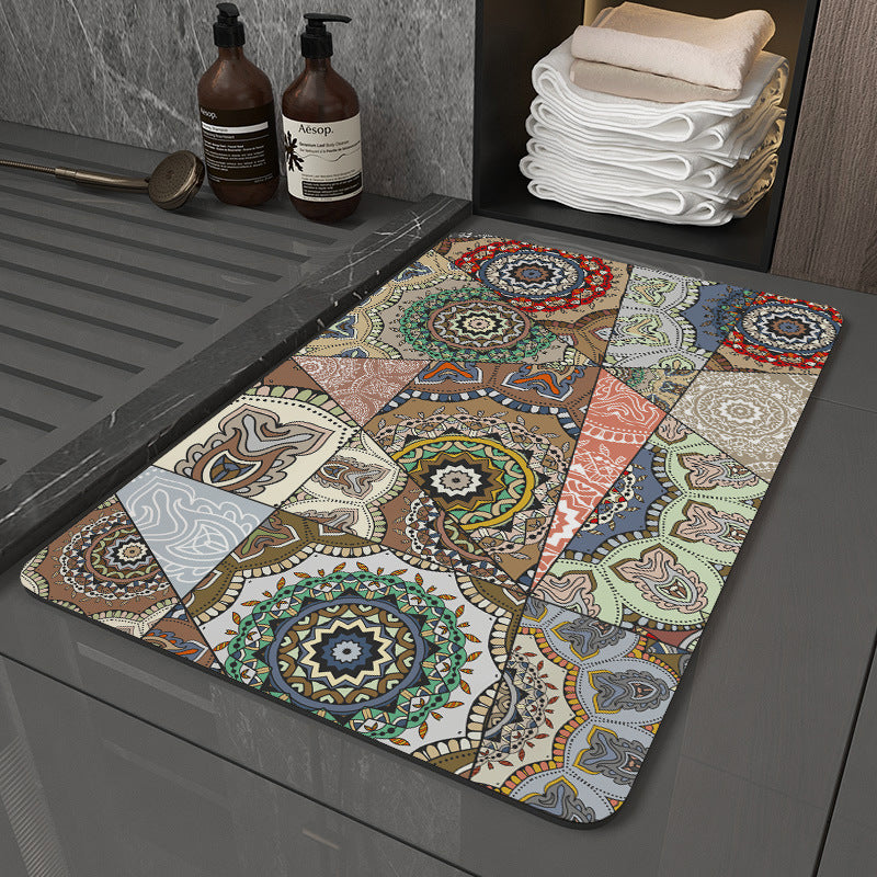 Retro Non-Slip Bath Mat with Quick-Dry Technology