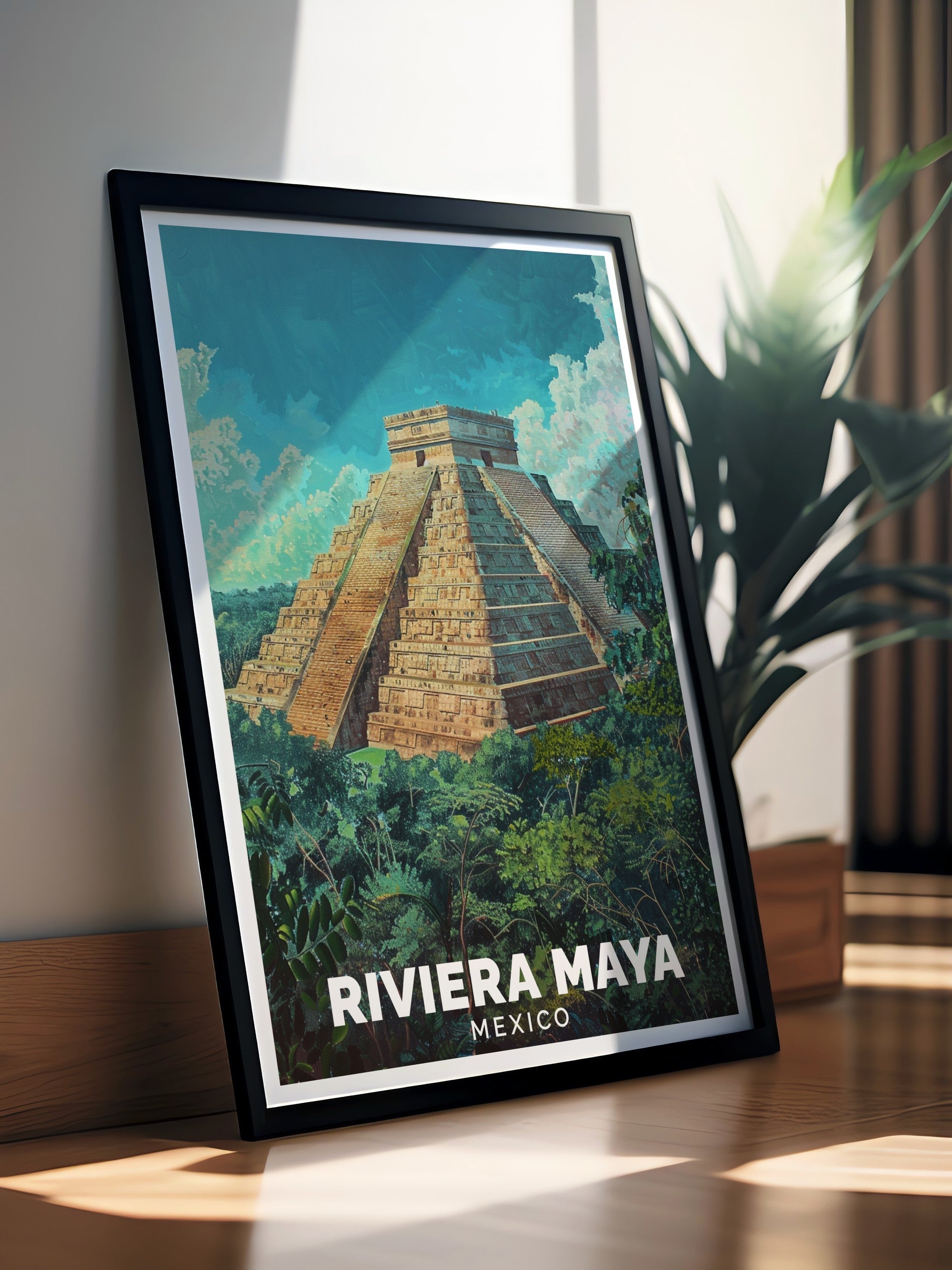 Riviera Maya Art Print - Chichén Itzá Travel Print - Mexico Canvas Art - Riviera Maya Travel Poster