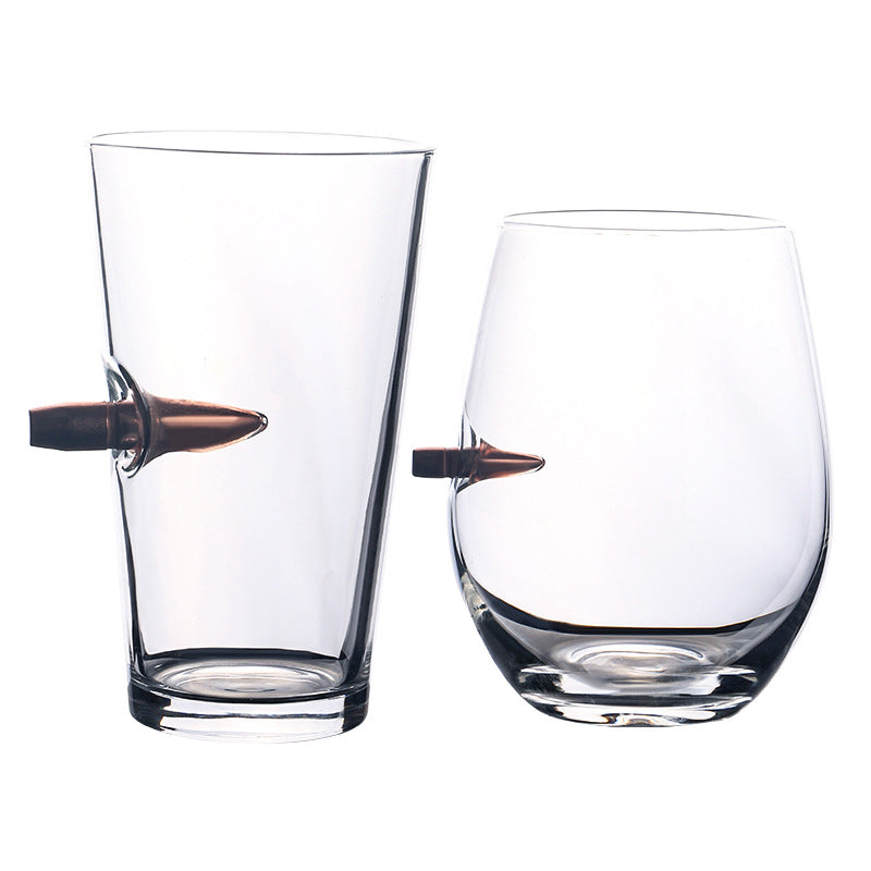 Creative Glass Whiskey Cup with Bullet Design