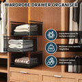 3-Tier Wardrobe Pull-Out Storage Basket, In-Cabinet Layered Organizer, Drawer-Style Pull-Out Basket, Clothes Divider Shelf, Closet Storage Mesh Basket, Metal Basket, Clothes Storage Organizer Basket for Home Wardrobe Organization