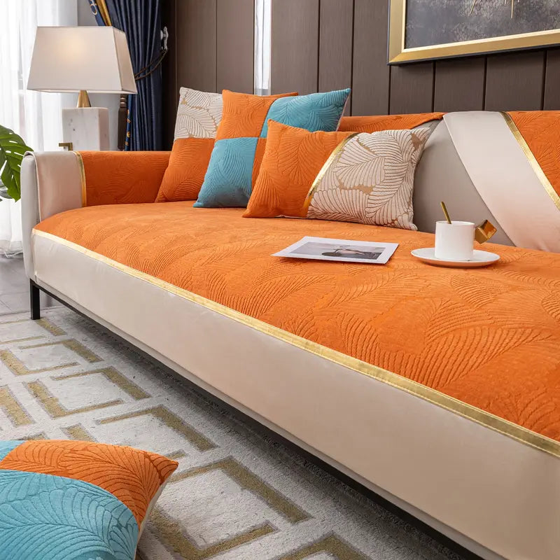 Stylish Banana Leaf Chenille Sofa Cover for Transformation