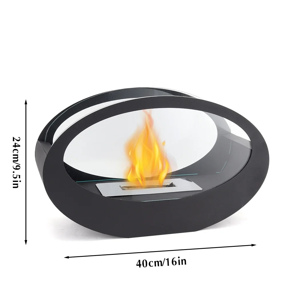 16x9.5"Black Metal Tabletop Fireplace（Currently available in Europe）