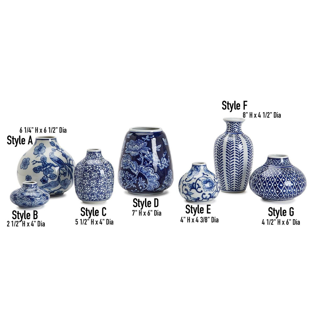 Blue Porcelain Plant Vases Set, Modern Indoor Decorative Planters For Home
