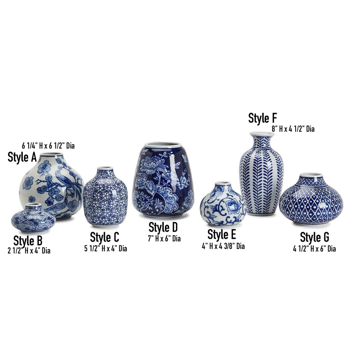 Blue Porcelain Plant Vases Set, Modern Indoor Decorative Planters For Home
