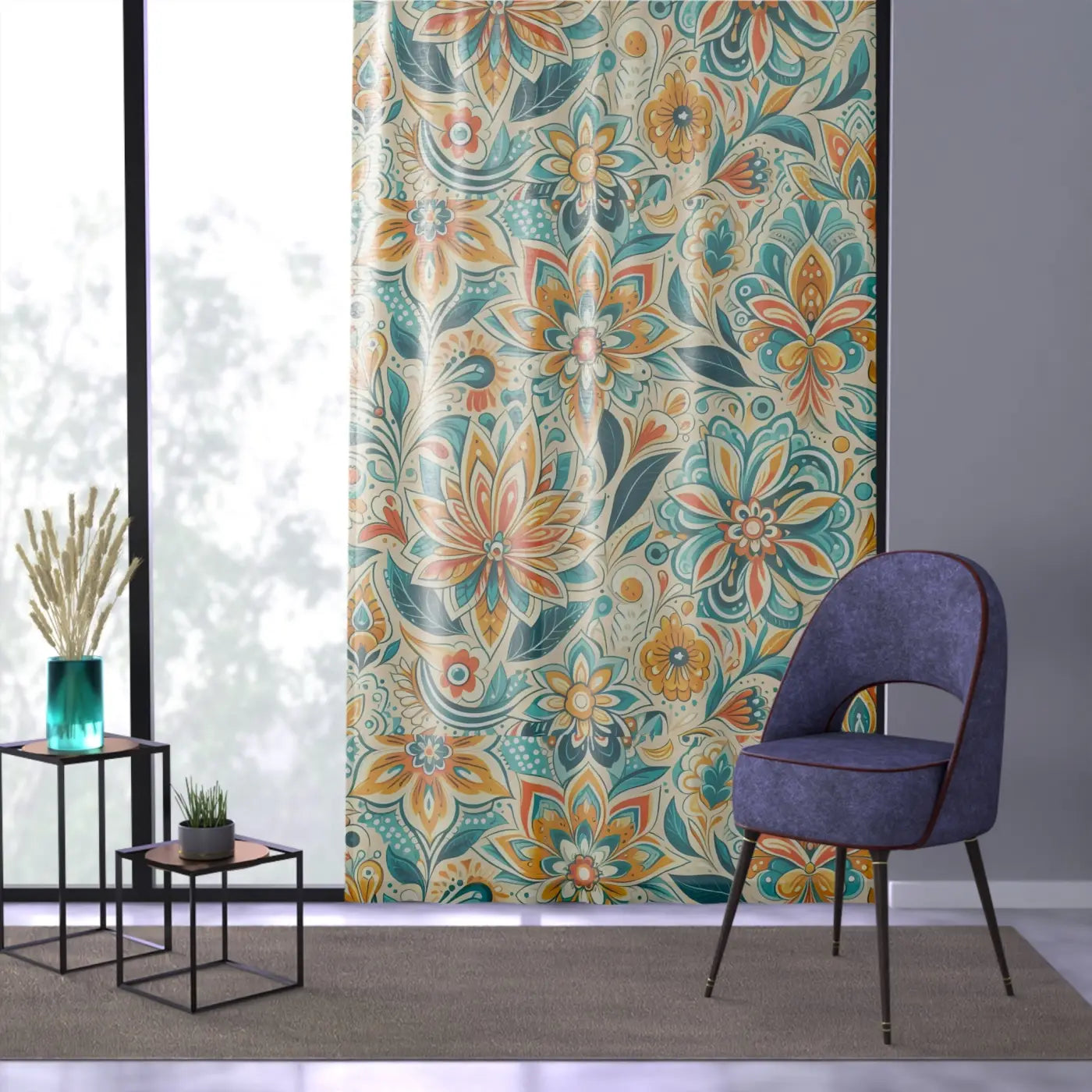 DipaliZ Floral Window Curtain Vibrant Home Decor Polyester