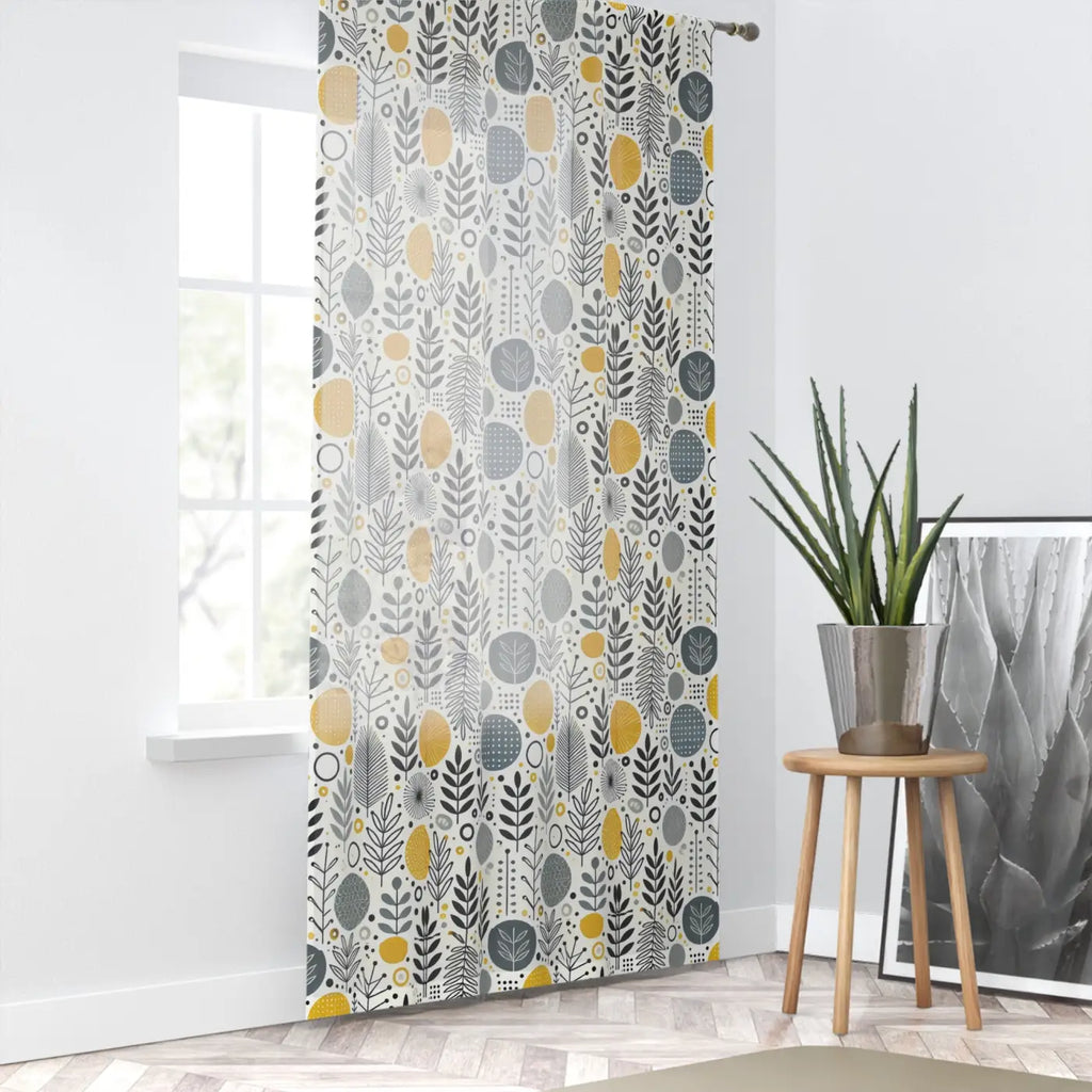 DipaliZ Modern Floral Yellow Curtains Botanical Pattern
