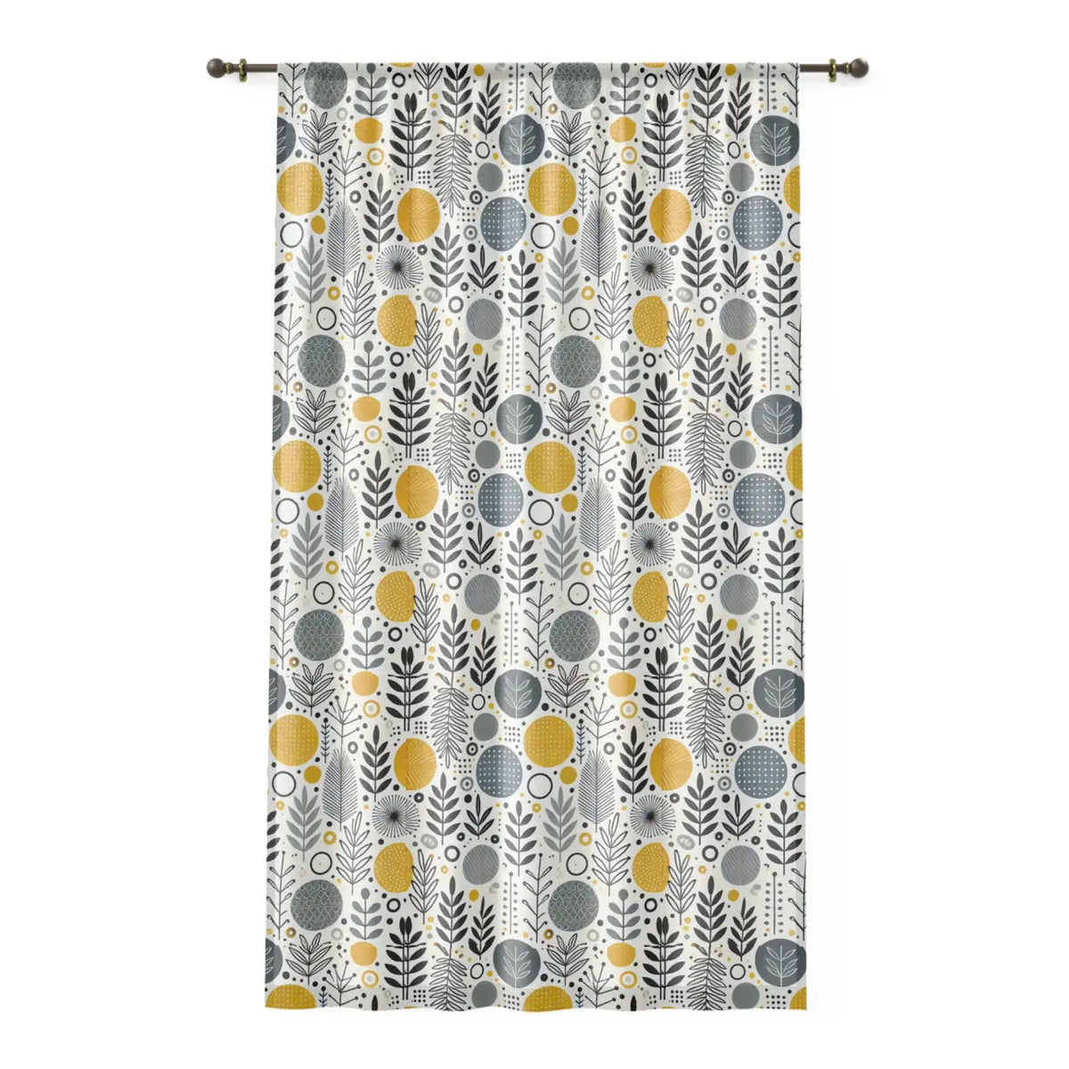 DipaliZ Modern Floral Yellow Curtains Botanical Pattern