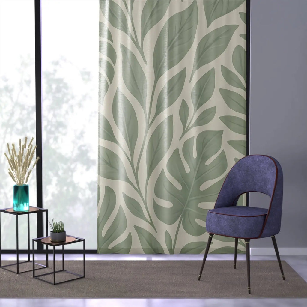 DipaliZ Botanical Window Curtain Green Leaf Drapes Polyester