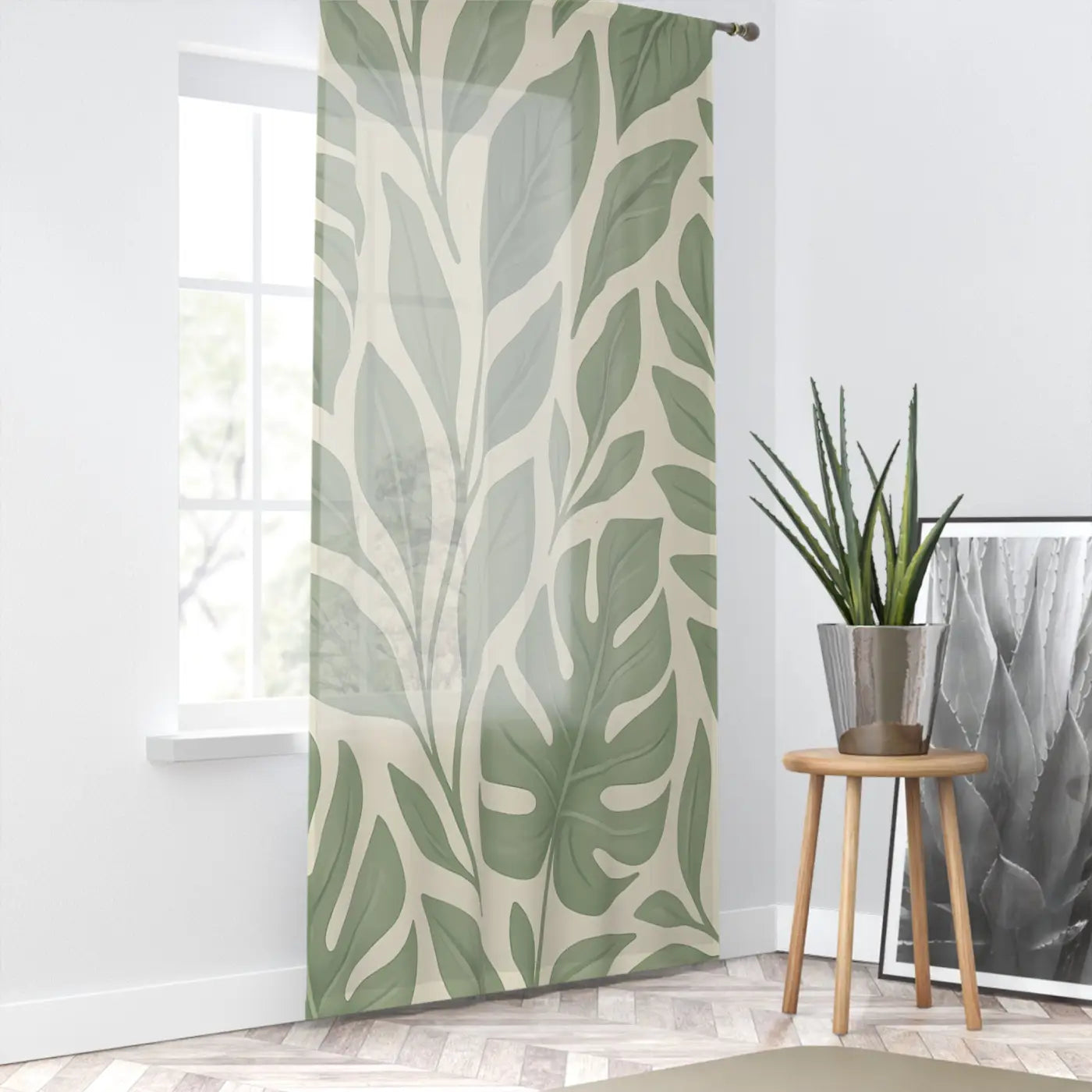 DipaliZ Botanical Window Curtain Green Leaf Drapes Polyester