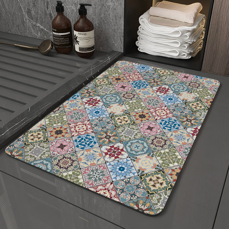 Retro Non-Slip Bath Mat with Quick-Dry Technology