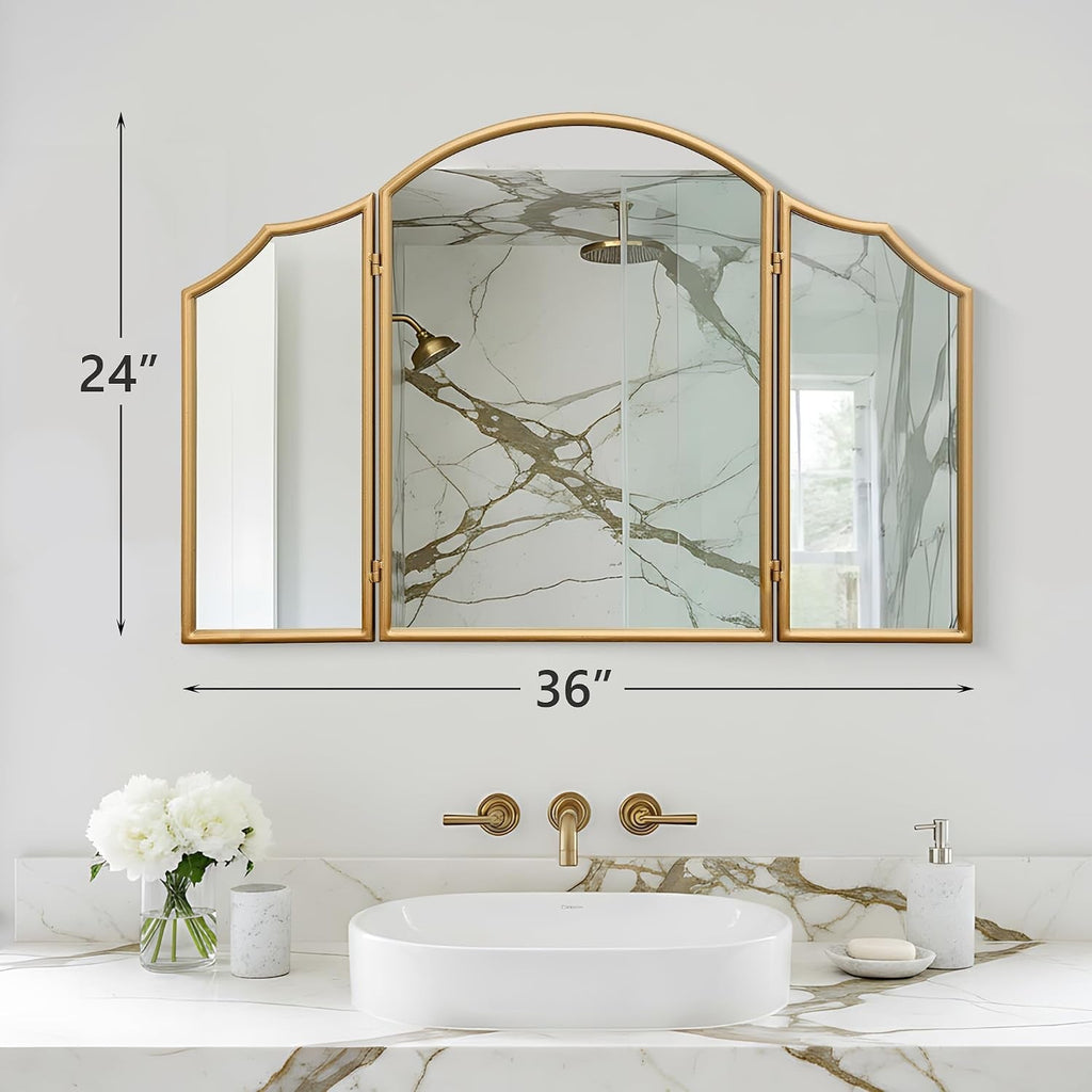 Gold Scalloped Vanity Mirror For Bedroom Wall Decor