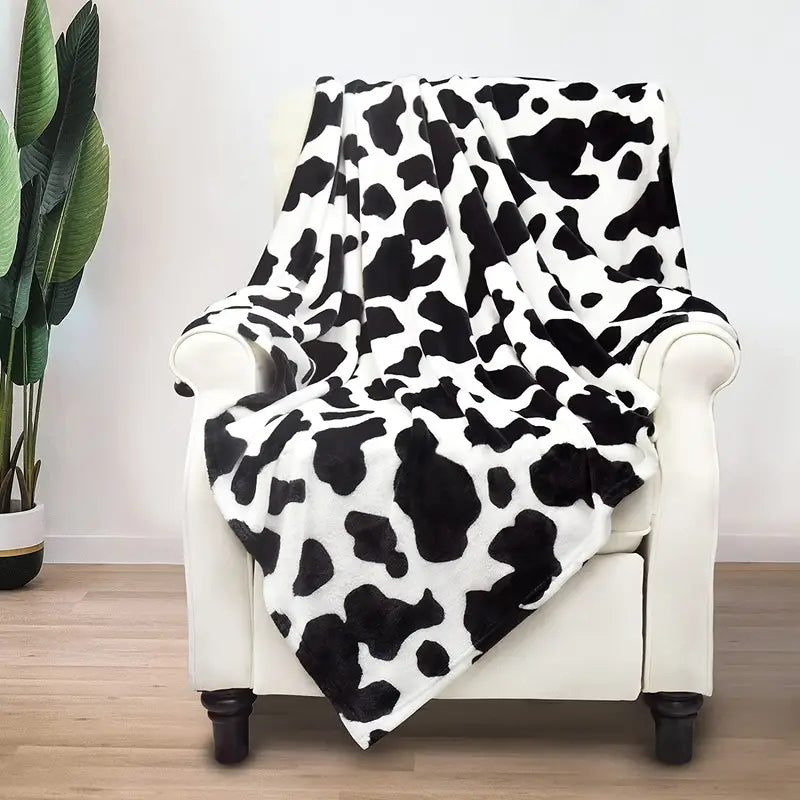 Black and White Cow Print Soft Fleece Blanket