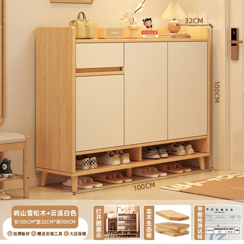 HYS solid wood shoe cabinet, entrance cabinet, new indoor locker at the entrance of the home