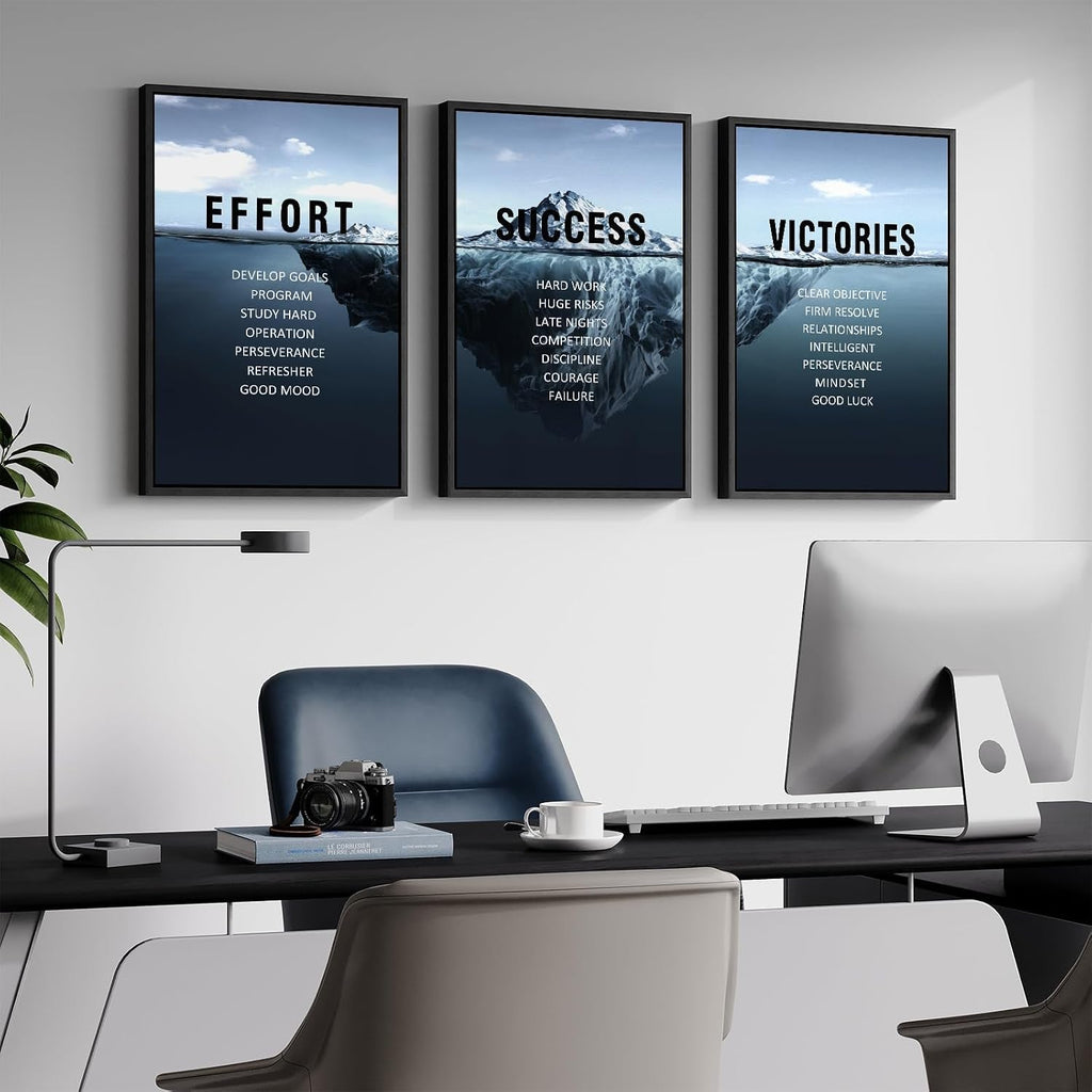 Framed Motivational Wall Art Navy Blue Iceberg 16x24