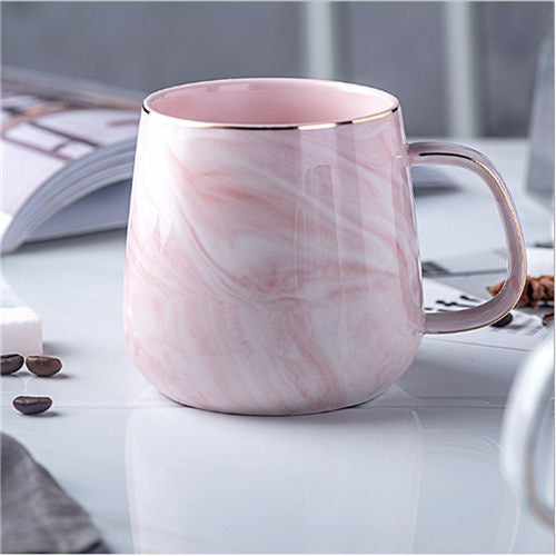Creative Pink Marble Ceramic Coffee Mug for Lovers