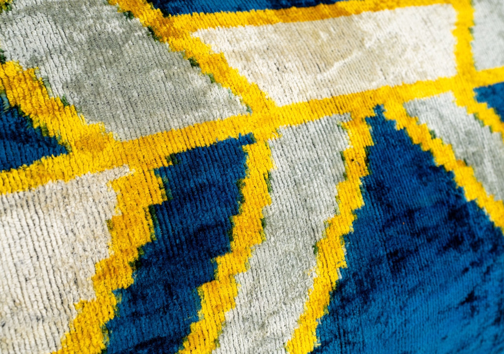 Canvello Handmade Throw Pillow Cover & Feather Insert | Gold Blue Gray | Soft Throw Pillow| Luxury Decorative for Couch | 16 x 24 in