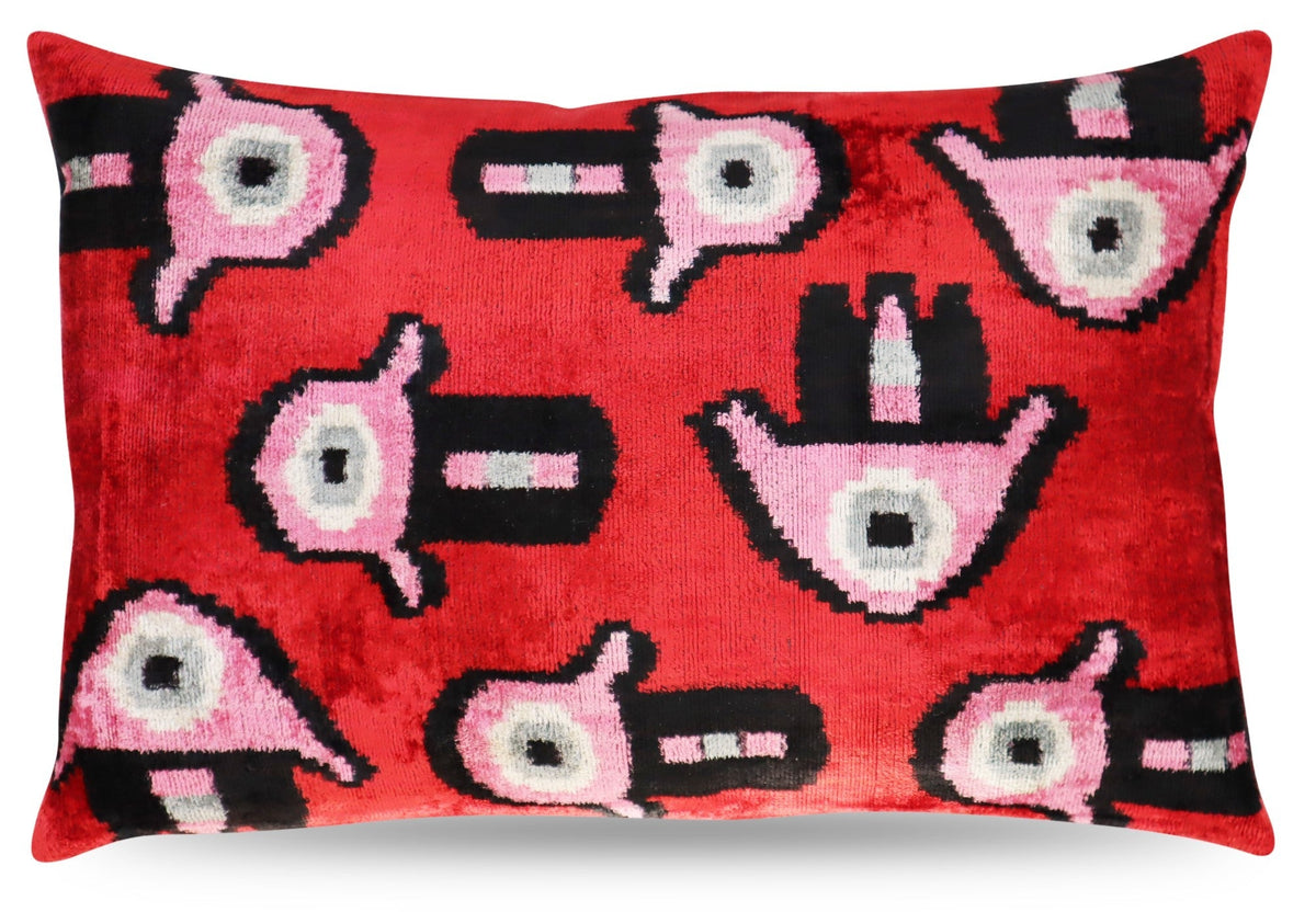 Canvello Luxury Decorative Red Pink Black Throw Pillow | 16 x 24 in (40 x 60 cm)