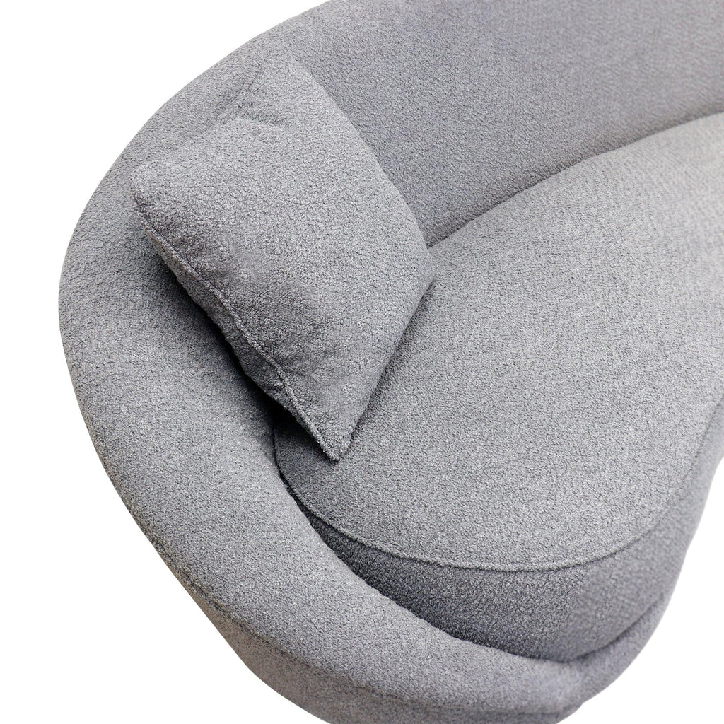 Canvello Textured Fabric Curved Sofa, Grey