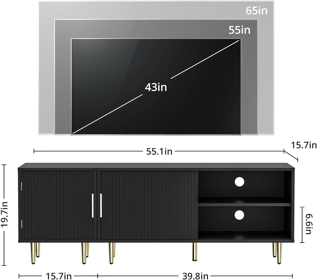 Black 65 Inch Television Stand Entertainment Center