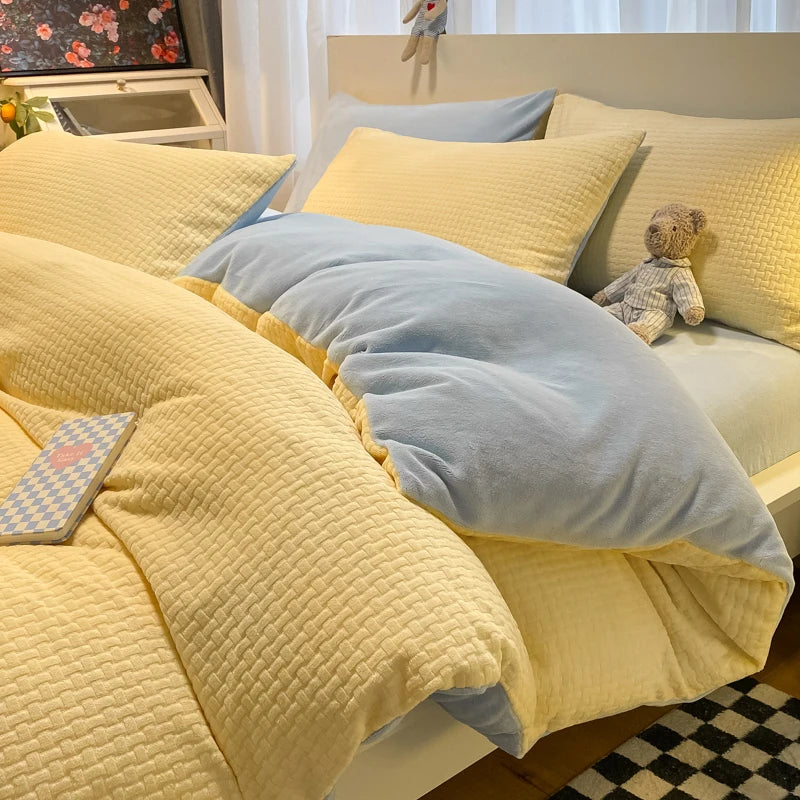 1pc Thicken Winter Super Warm Duvet Cover For Double Bed 3D Carving Milk Velvet Comforter Cover Queen funda nordica cama 150