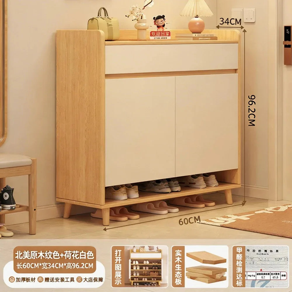 HYS solid wood shoe cabinet, entrance cabinet, new indoor locker at the entrance of the home