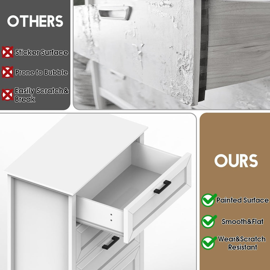 Tall White Six Drawer Contemporary Dresser Bedroom