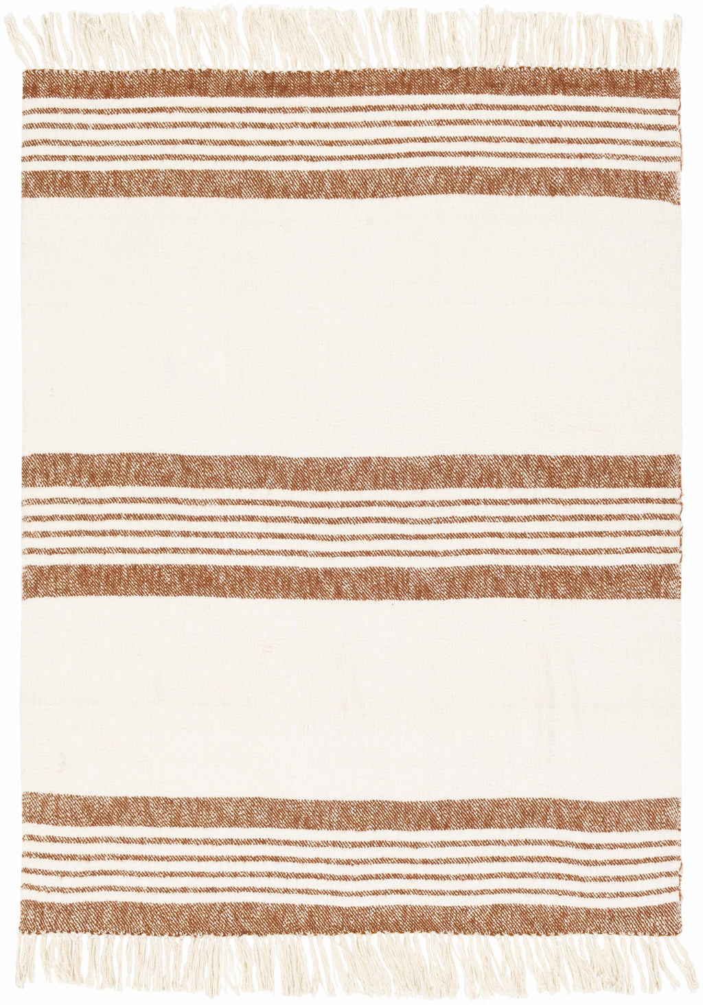 Cream and Brown Hand Woven Throw Blanket