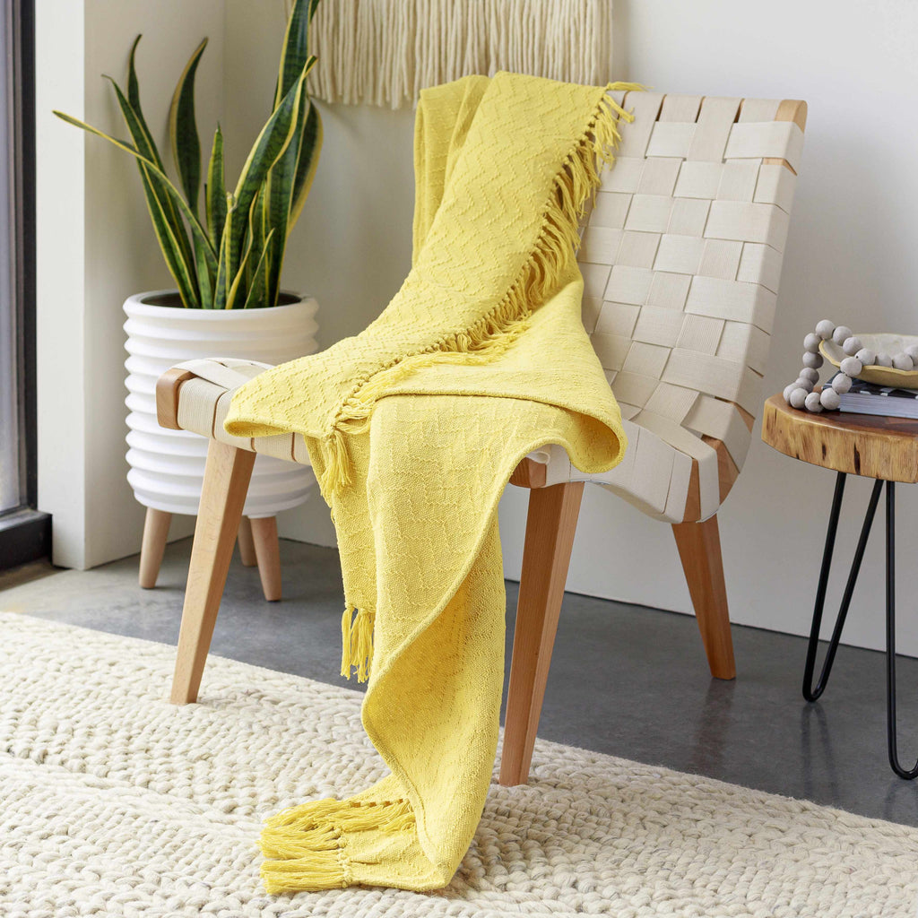 Chiconcuac Mustard Throw Blanket - Clearance
