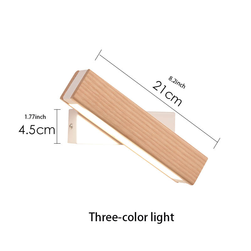Minimalist Rotatable Wooden LED Wall Lamp for Bedroom