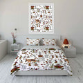 Hand-painted folk art featuring figures elephants Bedding Set for Kids Luxury Gift 3pcs Digital Print Comforter Set Soft warm