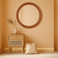 Walnut Frame Rustic Wooden Wall Mirror Bedroom Decor