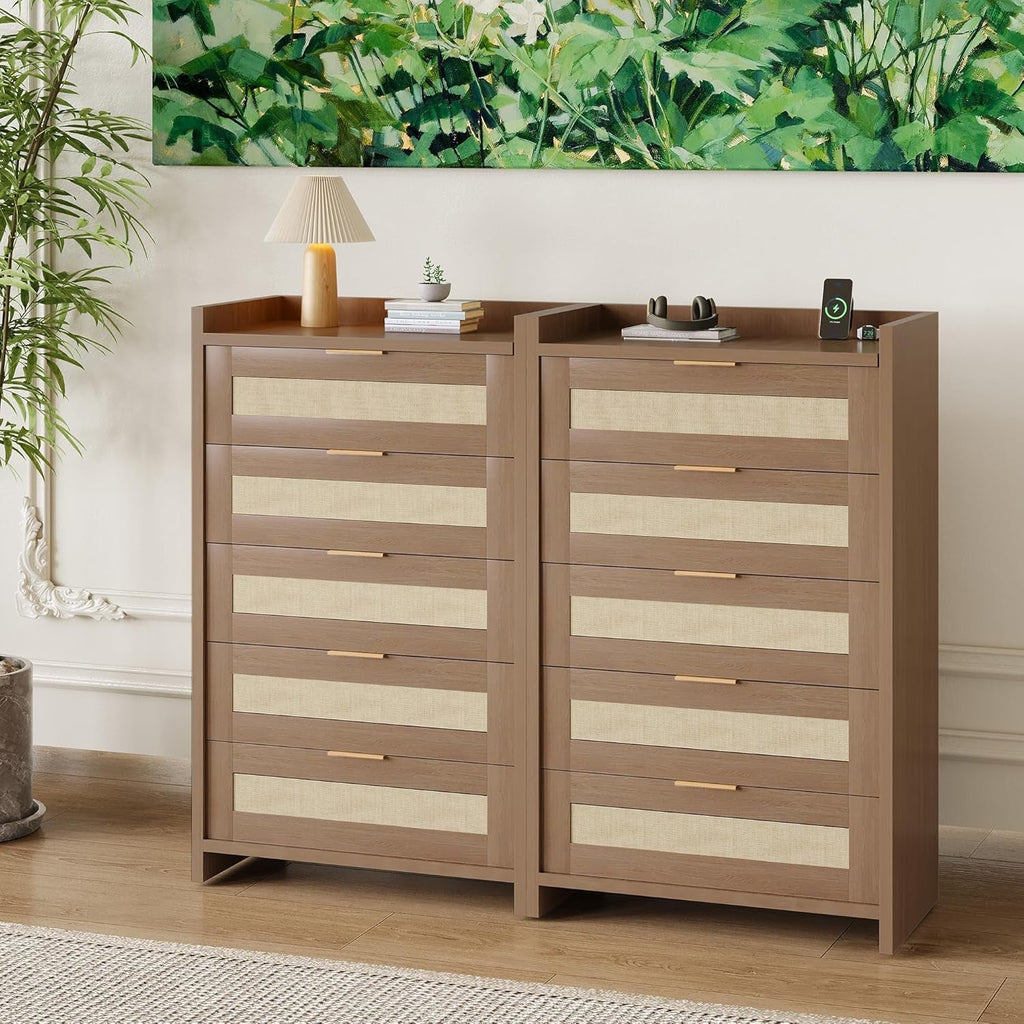 Dark Oak 46 Inch Dresser For Bedroom Storage Solutions