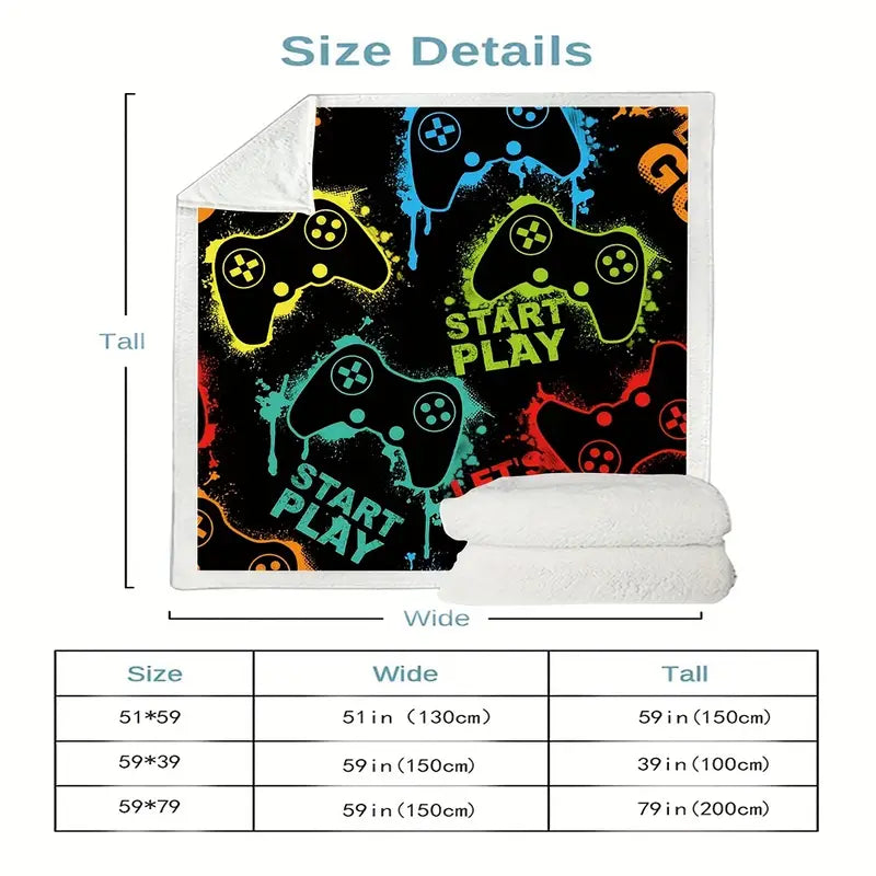Game Console Neon Pattern Soft Flannel Blanket (1pc)