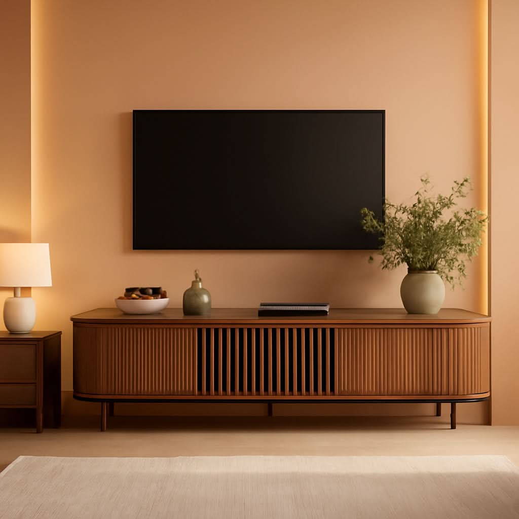 Walnut Finely Crafted 75 Inch Television Console Stand