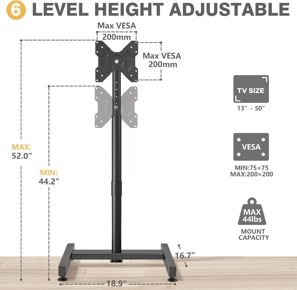 Height Adjustable Television Floor Stand 13-50 Inches
