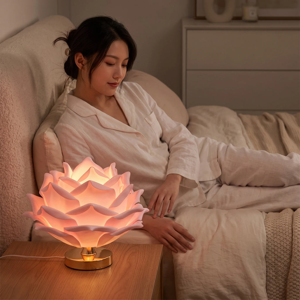 Rose Table Lamp Corded Rose Lamp Sculptural Warm Light for Bedroom, Reading Corner