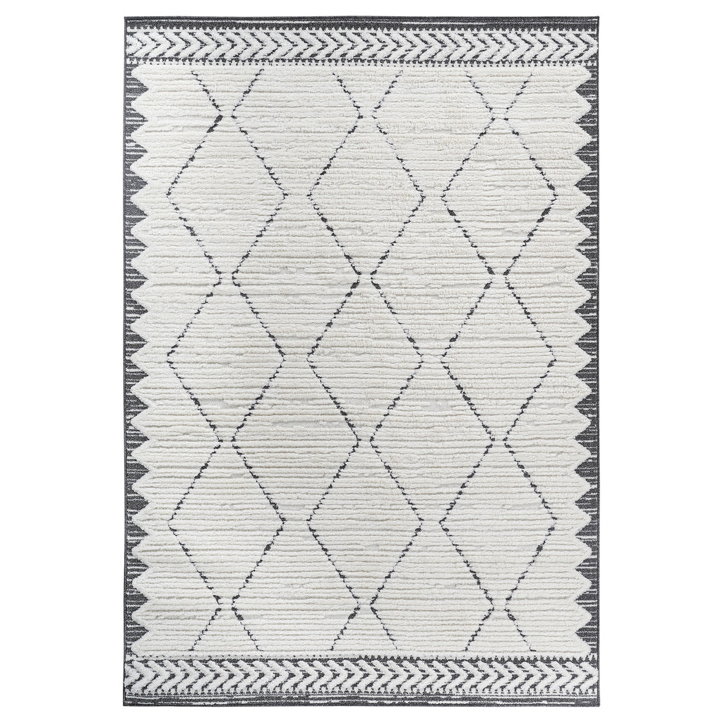 Naar Step Collection Cream/Anthracite Moroccan Area Rug