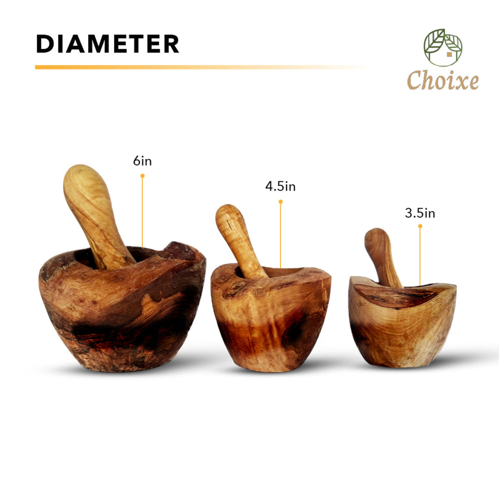 Olive Wood Rustic Mortar and Pestle