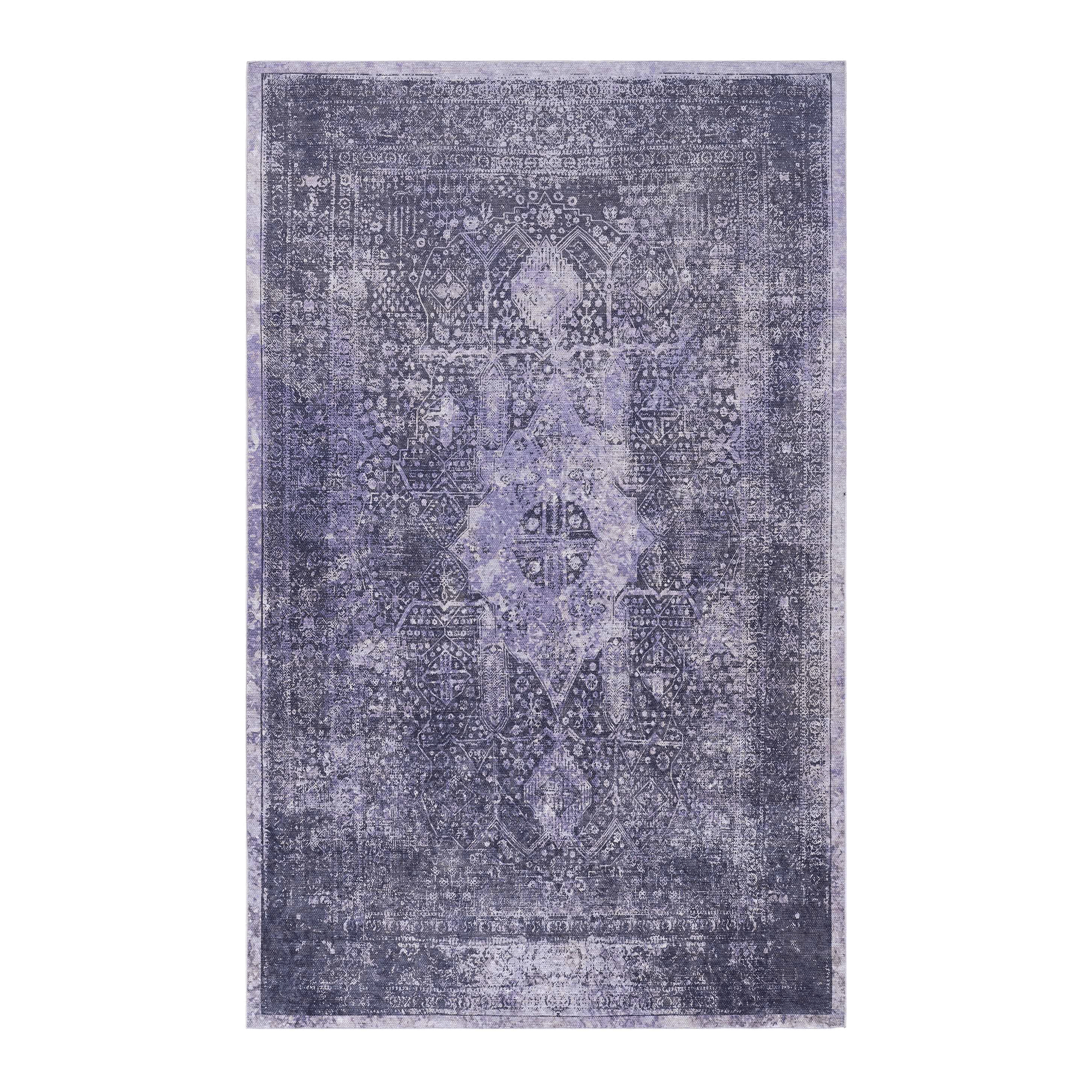 Naar Maval Collection Anthracite Oriental Washable Area Rug