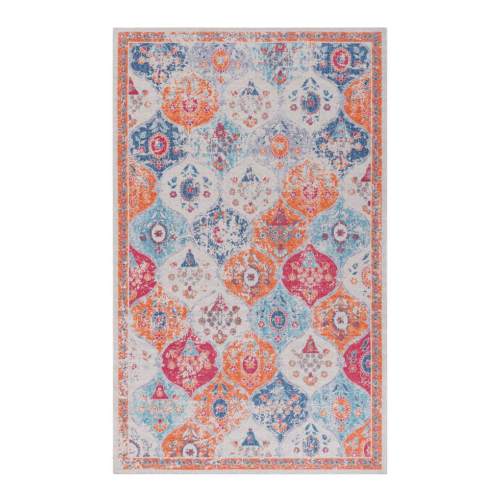 Naar Maval Collection Cream Oriental Washable Area Rug