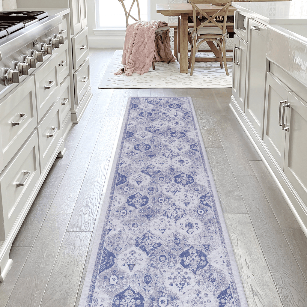 Naar Maval Collection Blue Oriental Washable Area Rug