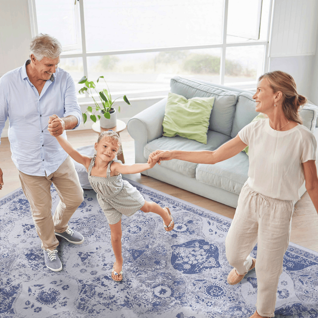 Naar Maval Collection Blue Oriental Washable Area Rug