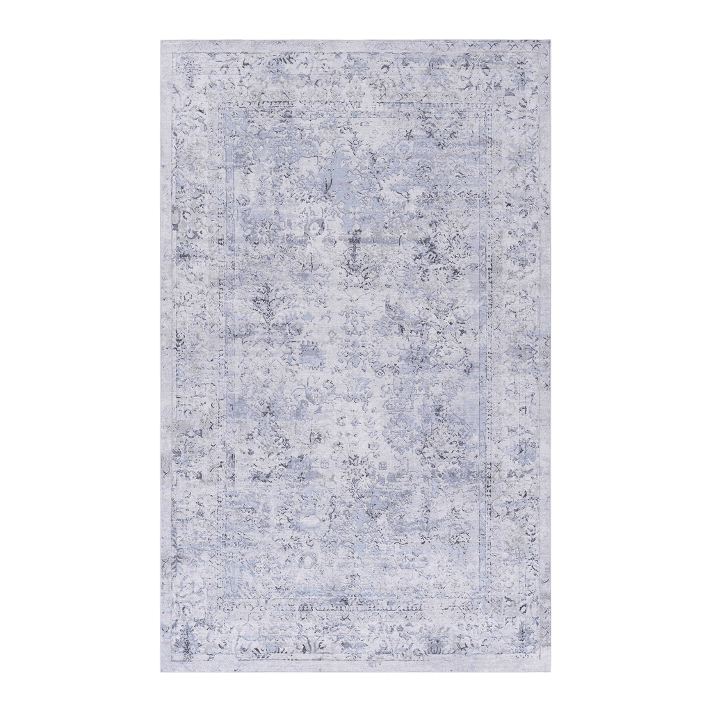 Naar Maval Collection Blue/Cream Oriental Washable Area Rug