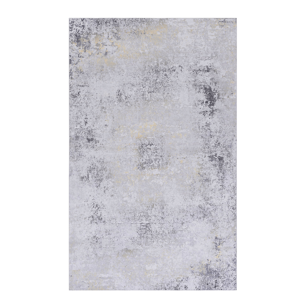 Naar Maval Collection Gray/Gold Abstract Washable Area Rug