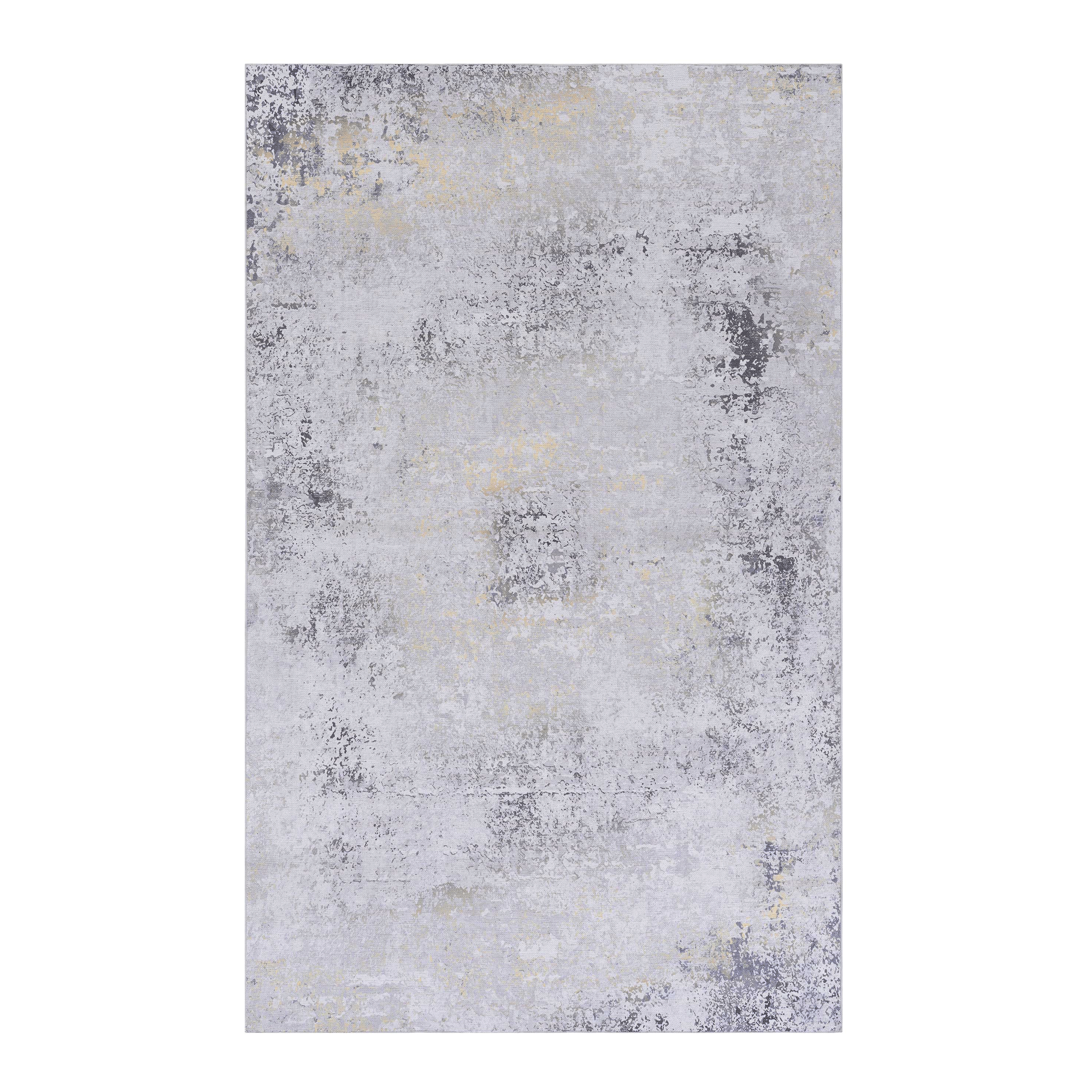Naar Maval Collection Gray/Gold Abstract Washable Area Rug